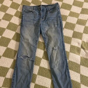 Hollister Blue Skinny Jeans with Distressed Details
